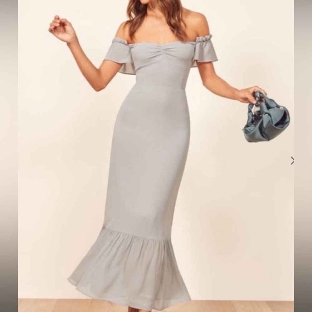[NWT] REFORMATION Butterfly Dress in Fog. Size 6